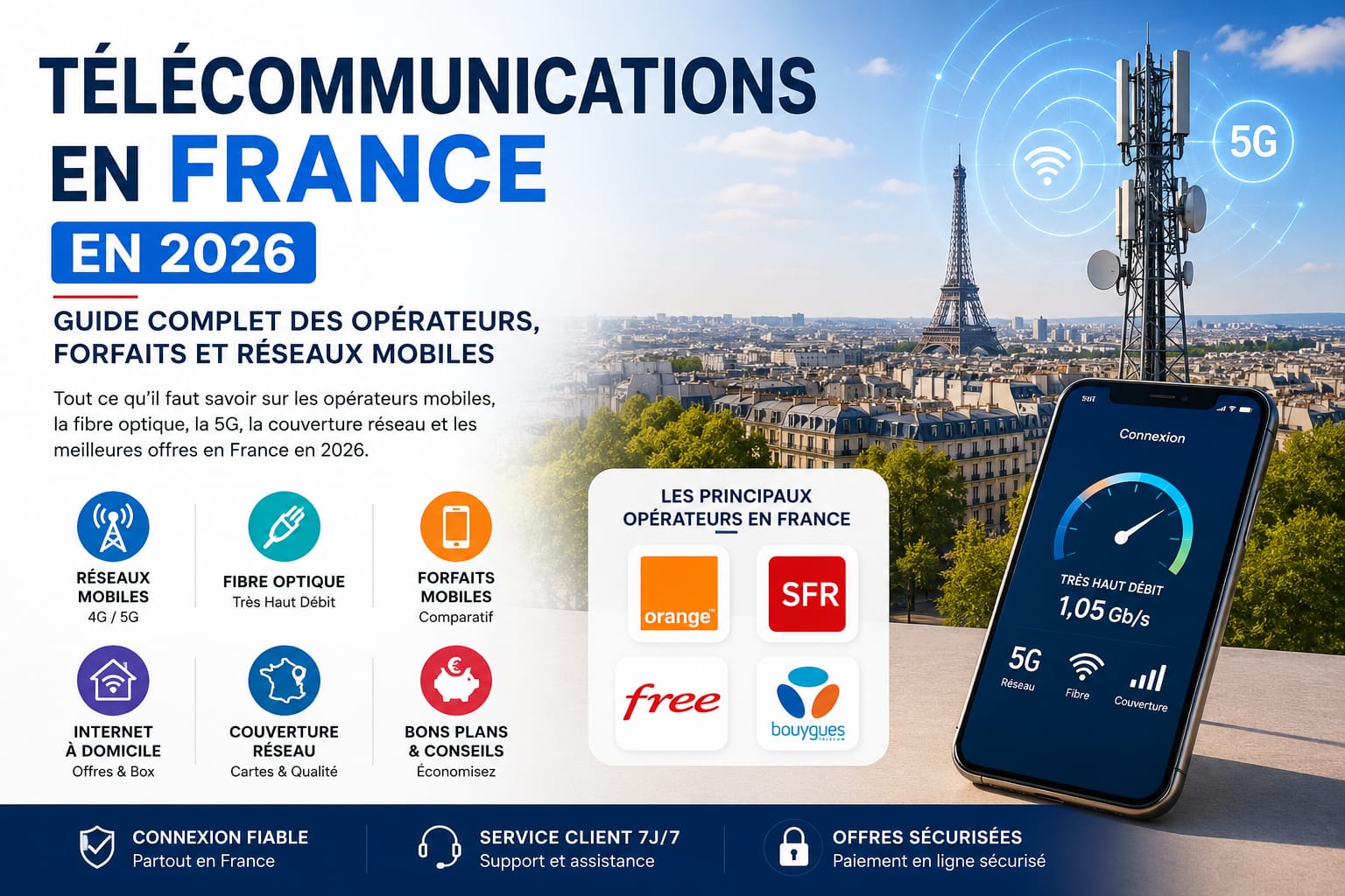 Télécommunications en France en 2026 – Guide Complet des Opérateurs, Forfaits et Réseaux Mobiles