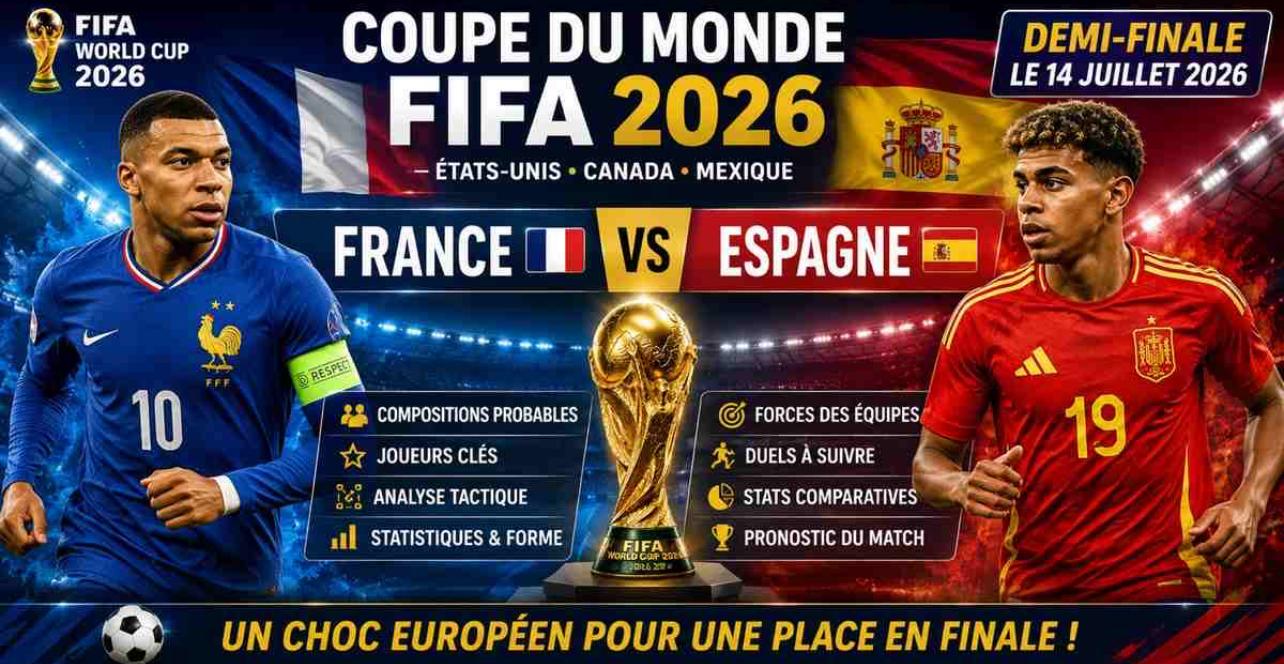 France vs Espagne : Demi-finale Coupe du Monde FIFA 2026 | Analyse, Pronostic, Compositions et Live